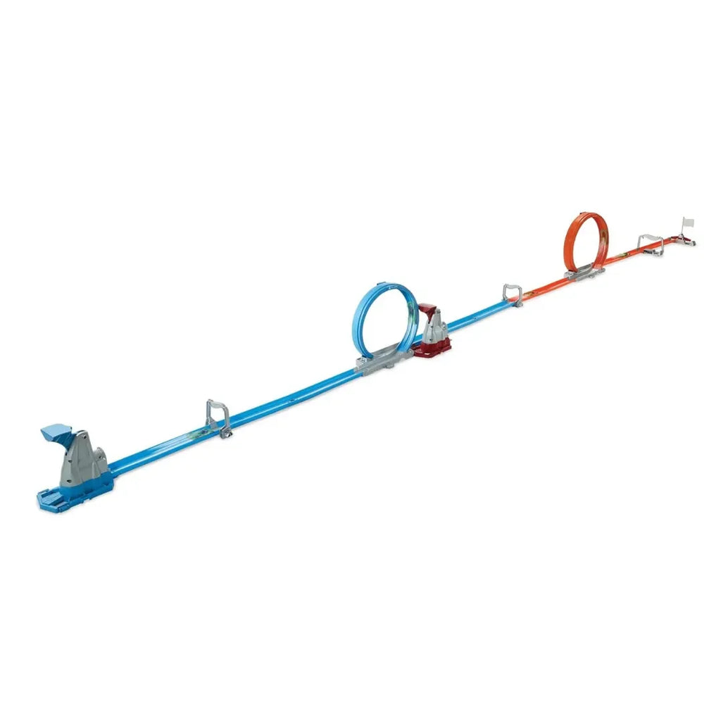 Hot Wheels Double Loop Dash GFH85 – Dual Loop Drag Race Track Set with Launcher & Winner Flag | 12+ ft Track | Includes 1 Hot Wheels Car - Naivri