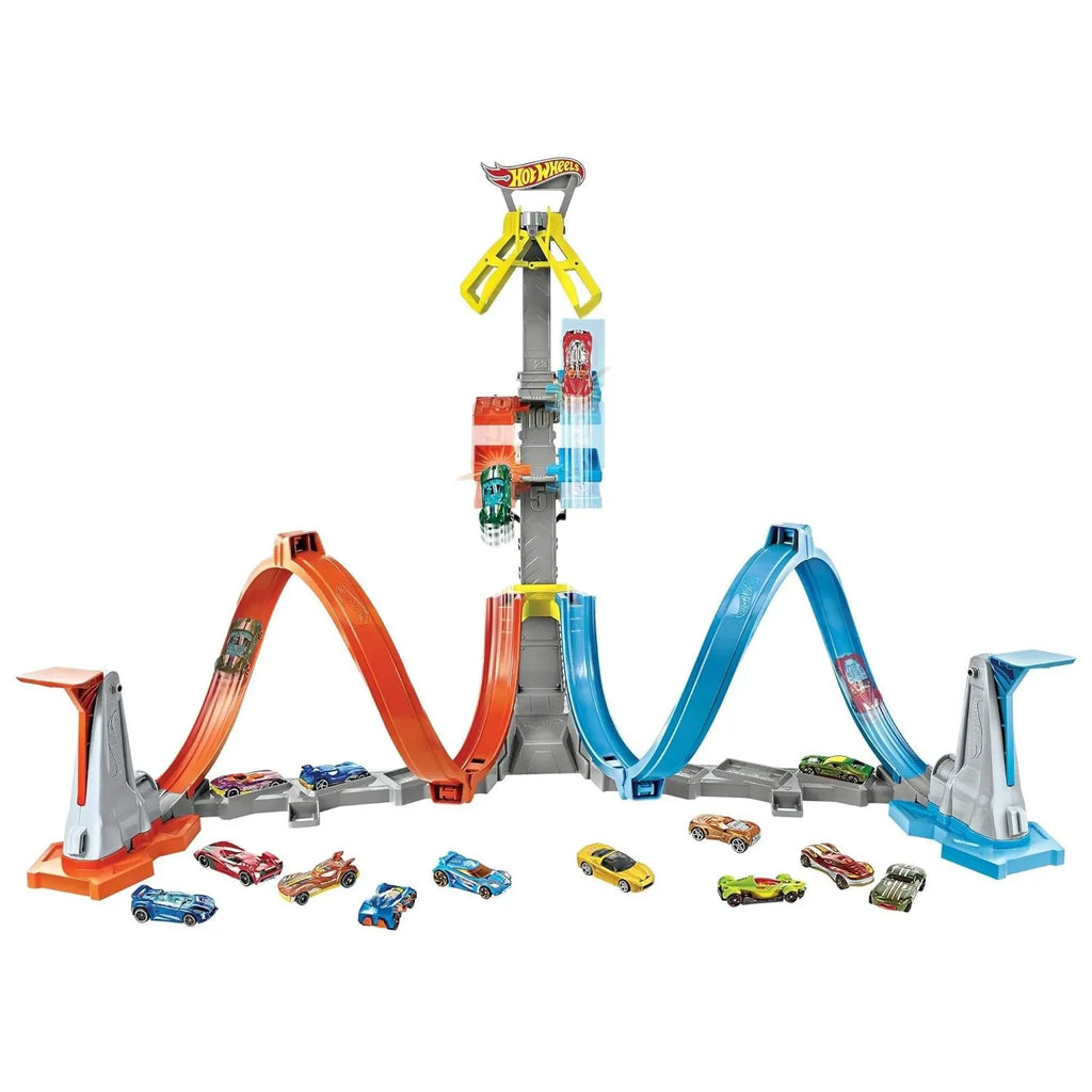 Hot Wheels Loop & Launch Track Set GRW39 – Spiral Loop Racing Set with Launch Cage | Includes 1:64 Scale Die-Cast Car - Naivri