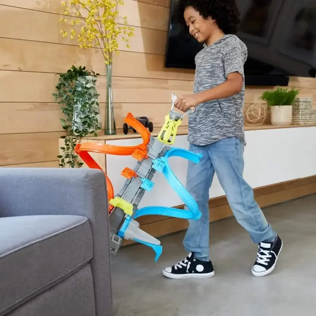 Hot Wheels Loop & Launch Track Set GRW39 – Spiral Loop Racing Set with Launch Cage | Includes 1:64 Scale Die-Cast Car - Naivri