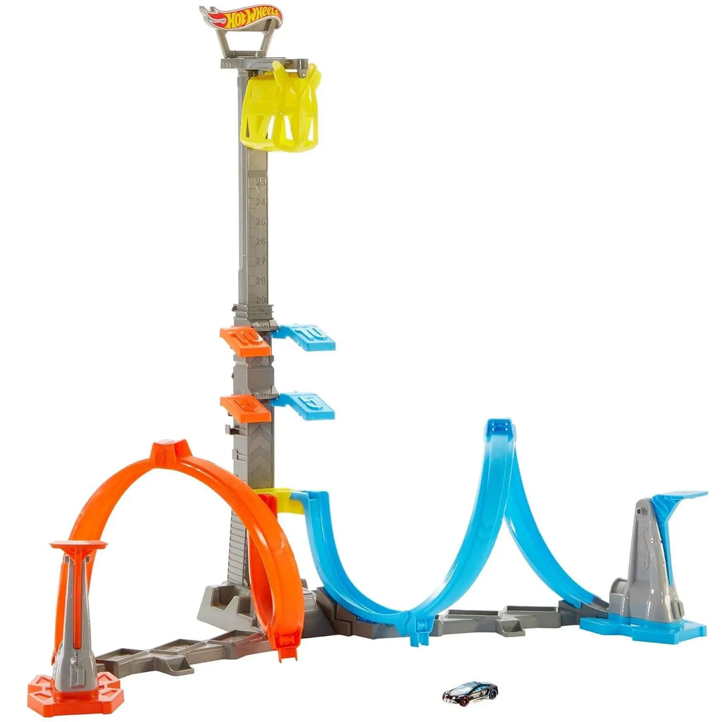 Hot Wheels Loop & Launch Track Set GRW39 – Spiral Loop Racing Set with Launch Cage | Includes 1:64 Scale Die-Cast Car - Naivri