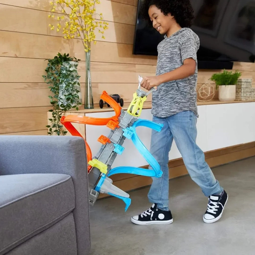 Hot Wheels Loop & Launch Track Set GRW39 – Spiral Loop Racing Set with Launch Cage | Includes 1:64 Scale Die-Cast Car - Naivri