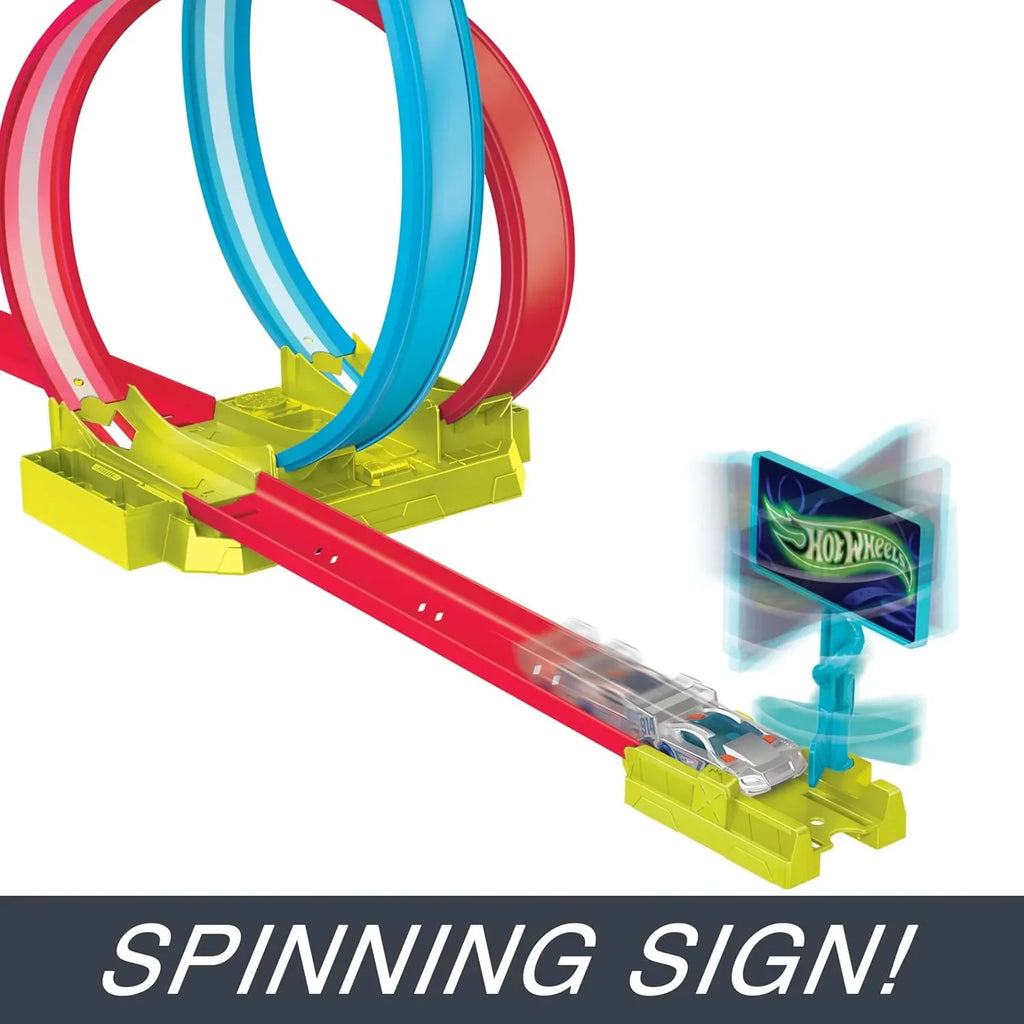 Hot Wheels Neon Speeders Laser Stunt Slamway (HPC05) – Neon-Themed Loop Track Set with Slam Launcher and Billboard Stunt - Naivri