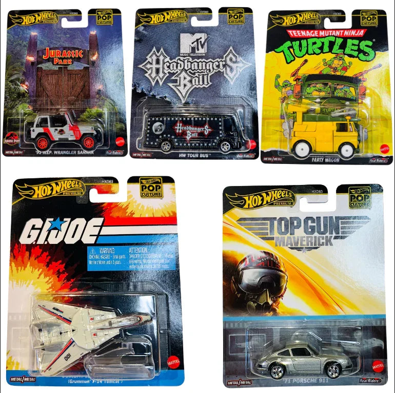 Hot Wheels Pop Culture Set of 5 Cars | HXD63 Premium Die-Cast Collectible Vehicles - Naivri