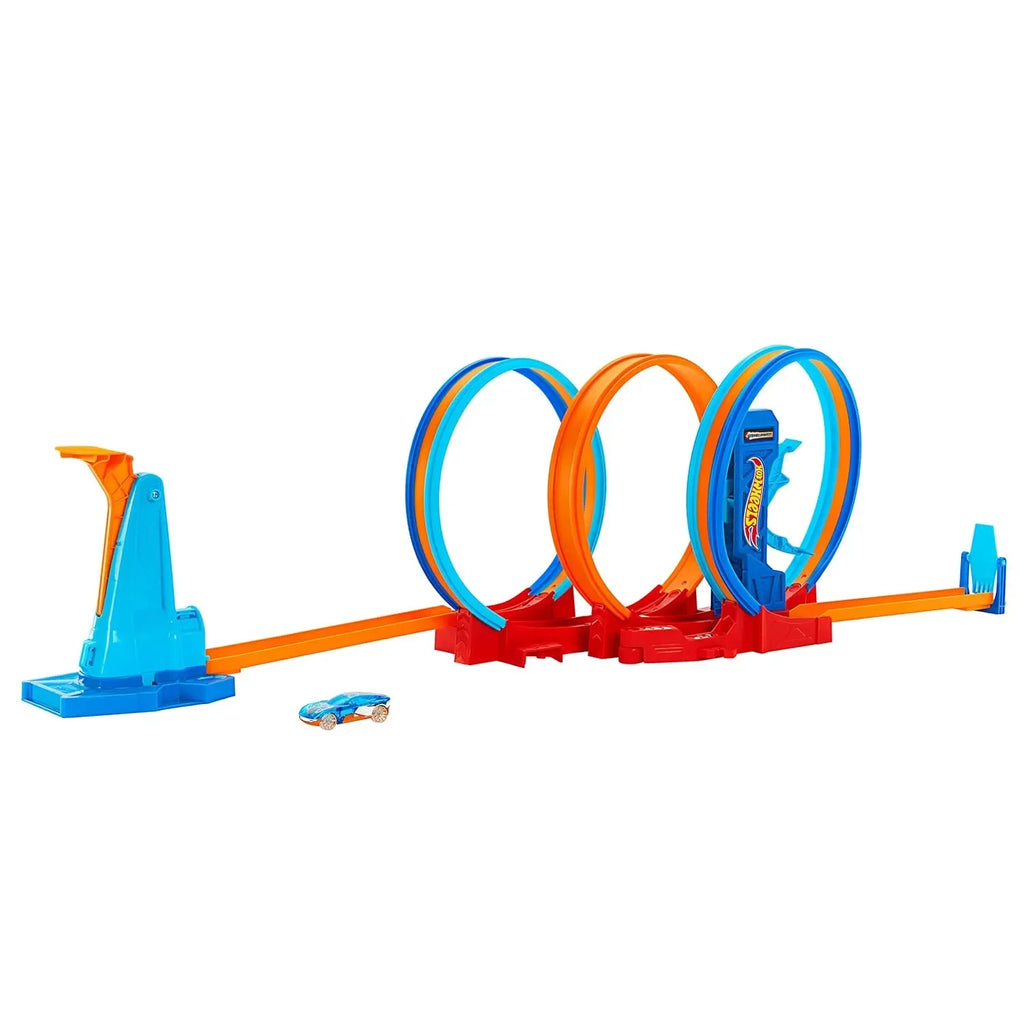 Hot Wheels Ultra Hots Loop Madness HPX93 – Triple Loop Track Set with Slam Launcher & Loop Kicker | Includes 1 Car | Compatible with Hot Wheels Tracks - Naivri