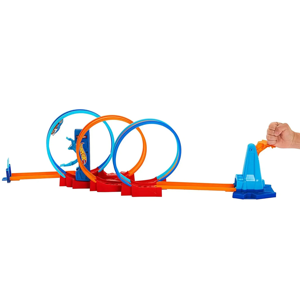 Hot Wheels Ultra Hots Loop Madness HPX93 – Triple Loop Track Set with Slam Launcher & Loop Kicker | Includes 1 Car | Compatible with Hot Wheels Tracks - Naivri