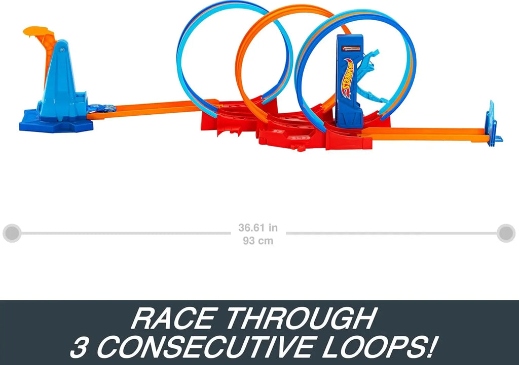 Hot Wheels Ultra Hots Loop Madness HPX93 – Triple Loop Track Set with Slam Launcher & Loop Kicker | Includes 1 Car | Compatible with Hot Wheels Tracks - Naivri