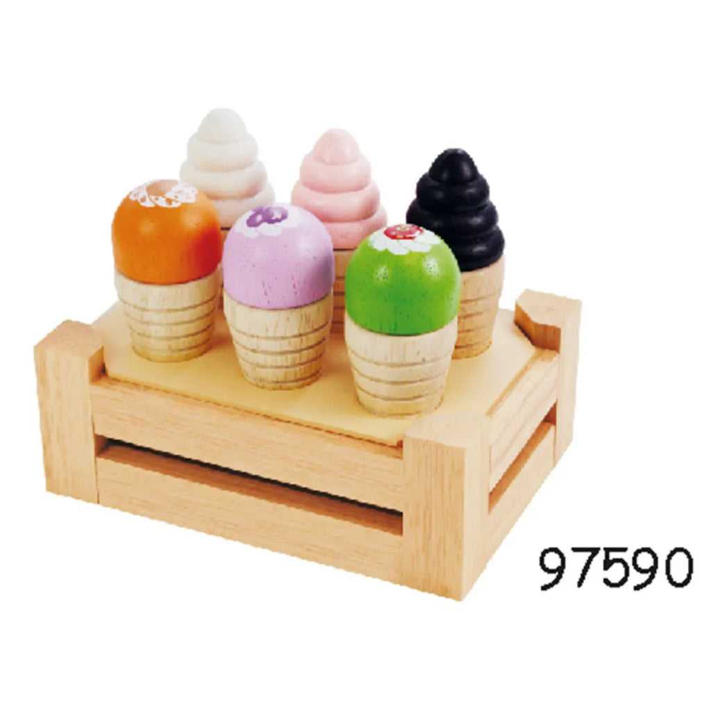 I'M Toy Ice Cream Cone Play Set – Wooden Pretend Ice Cream Toy for Kids | Eco-Friendly - Naivri
