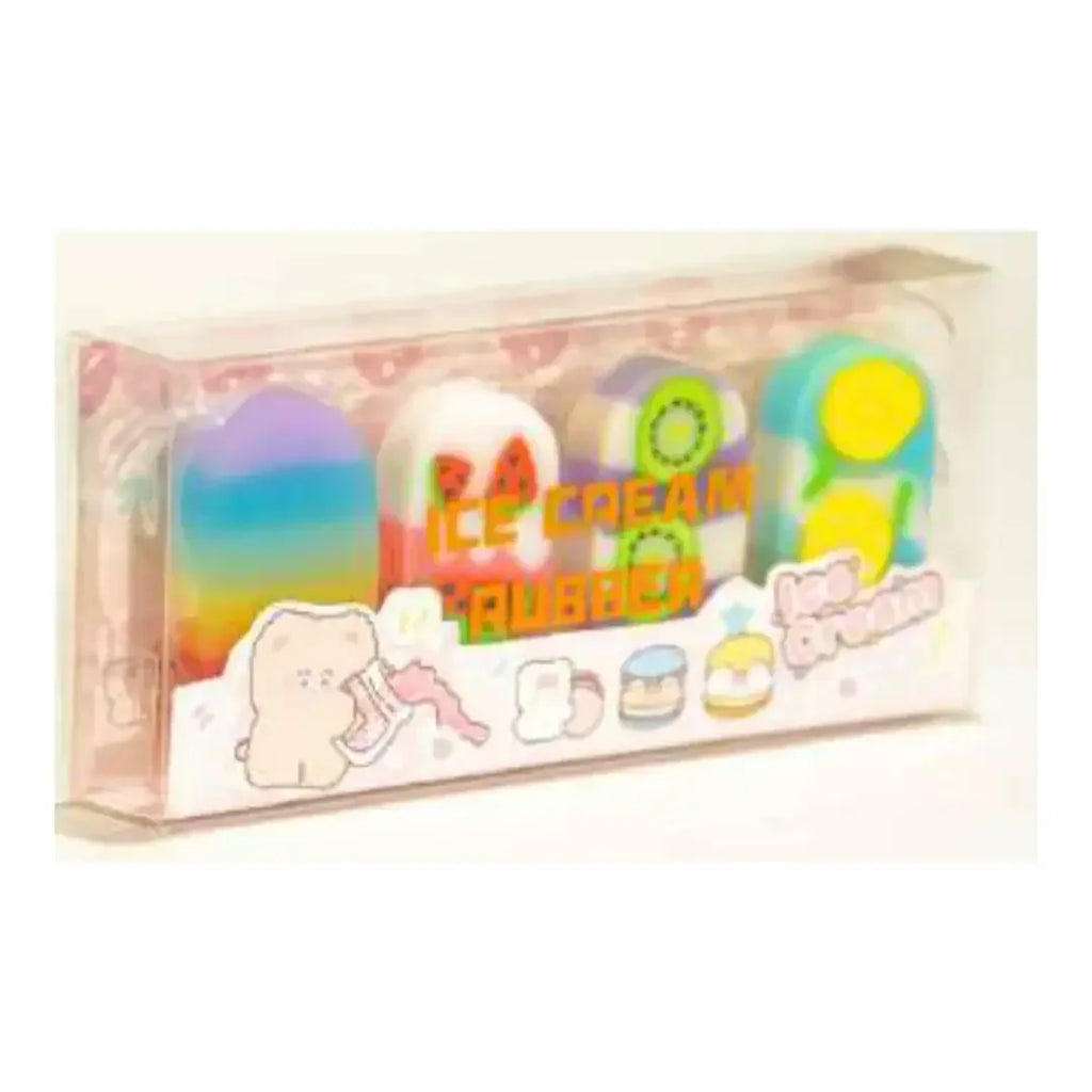 Ice Cream Delight Eraser Set – Cute Fruit-Themed Non-PVC Erasers for Kids 3+ - Naivri