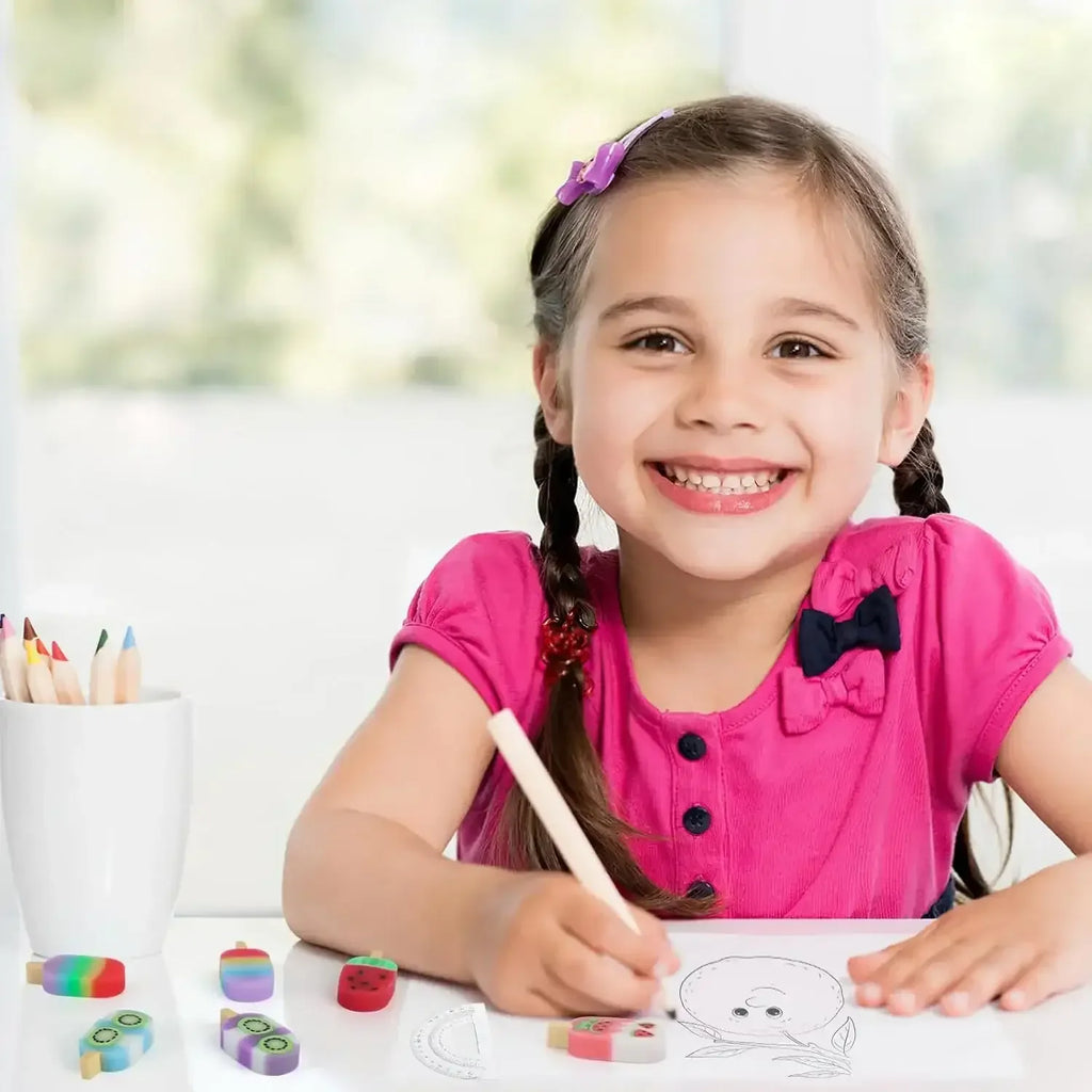 Ice Cream Delight Eraser Set – Cute Fruit-Themed Non-PVC Erasers for Kids 3+ - Naivri