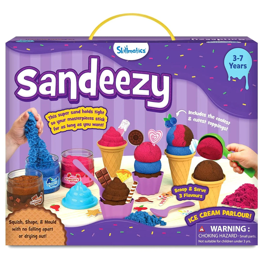 Skillmatics Sandeezy Creative Ice Cream Sand Playset – Pretend Dessert Shop Toy for Kids Ages 3–7 - Naivri