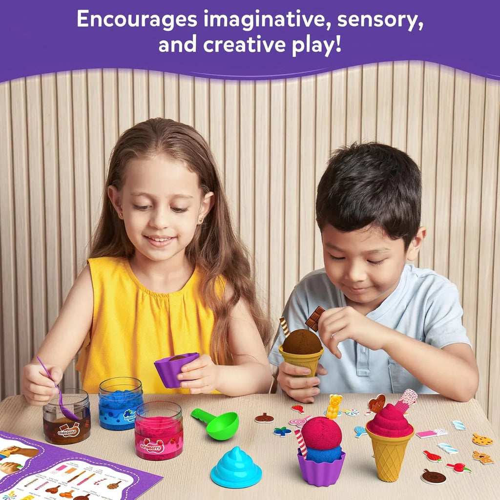 Skillmatics Sandeezy Creative Ice Cream Sand Playset – Pretend Dessert Shop Toy for Kids Ages 3–7 - Naivri