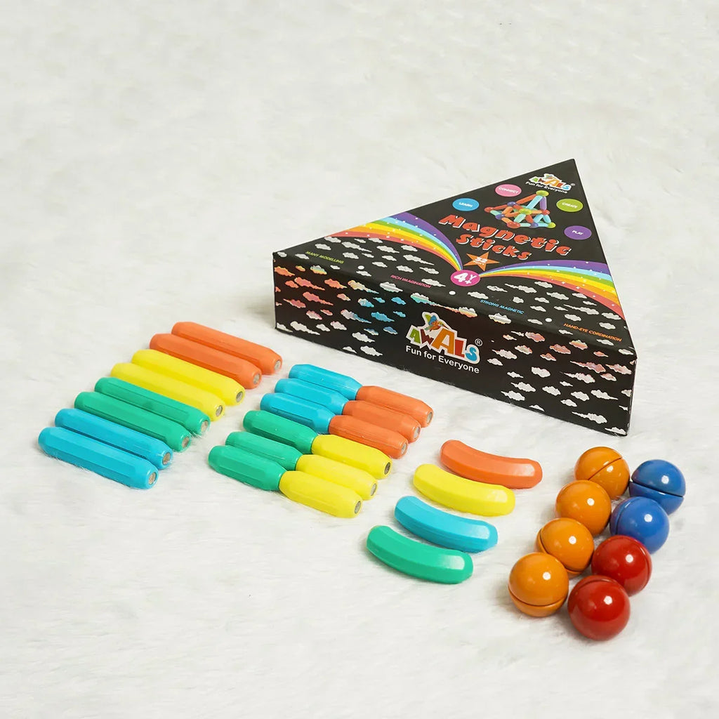 ilearnngrow 32 Pcs Magnetic Stick Blocks - Connect , Create , Learn and Play - Naivri