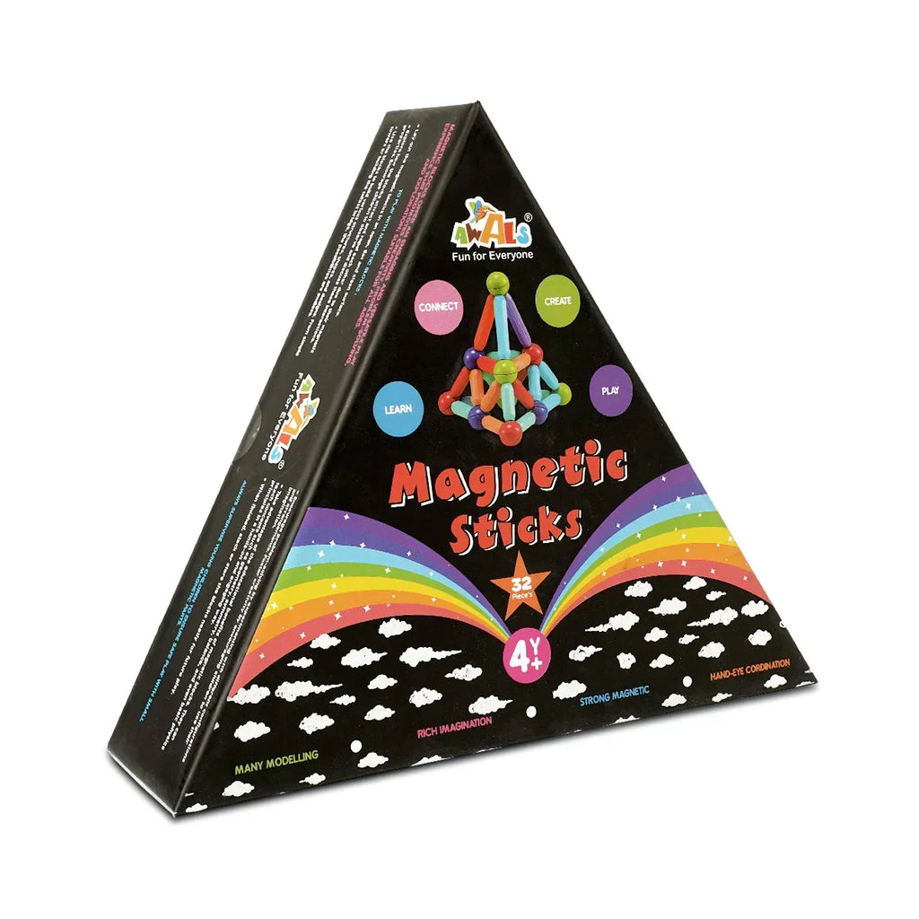 ilearnngrow 32 Pcs Magnetic Stick Blocks - Connect , Create , Learn and Play - Naivri