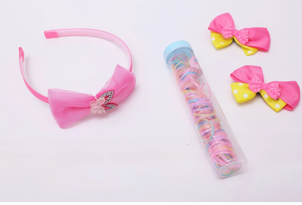 ilearnngrow Bow Hair Accessories Set - Pastel Pink - Naivri