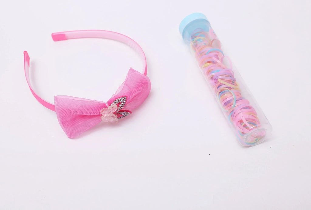 ilearnngrow Bow Hair Accessories Set - Pastel Pink - Naivri