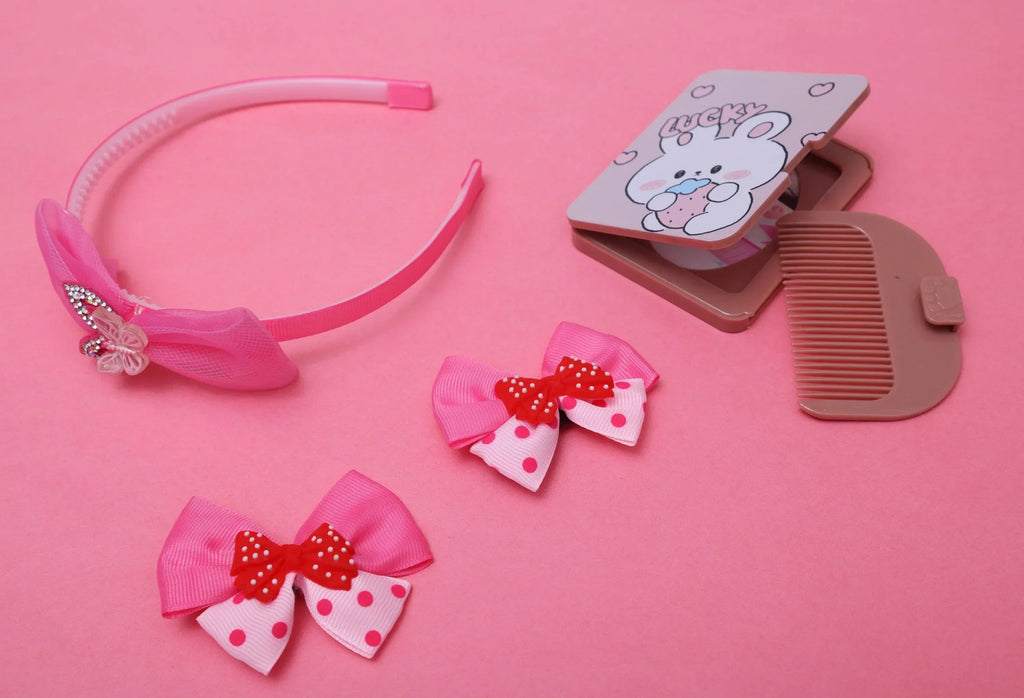 ilearnngrow Bow Hair Accessories Set - Pink - Naivri