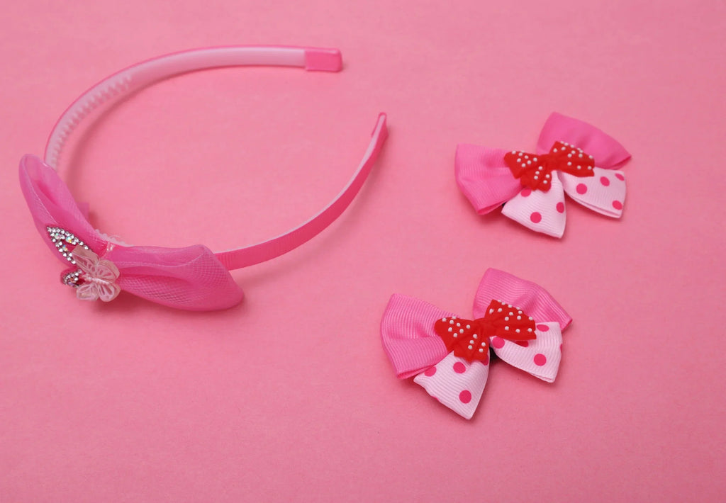 ilearnngrow Bow Hair Accessories Set - Pink - Naivri