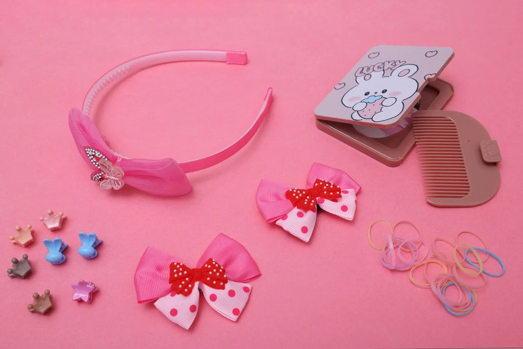 ilearnngrow Bow Hair Accessories Set - Pink - Naivri
