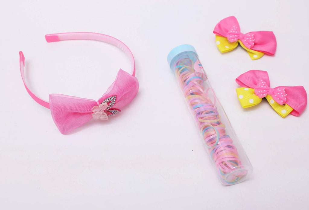 ilearnngrow Bow Hair Accessories Set - Pink - Naivri
