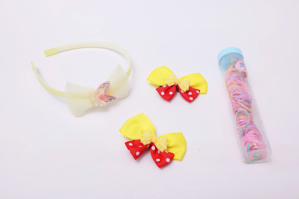 ilearnngrow Bow Hair Accessories Set - Yellow - Naivri