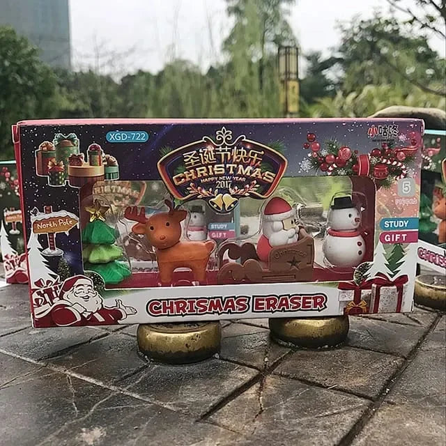 ilearnngrow Christmas - Set of 4 Erasers- Tree, Santa, Snowman, Reindeer - Naivri