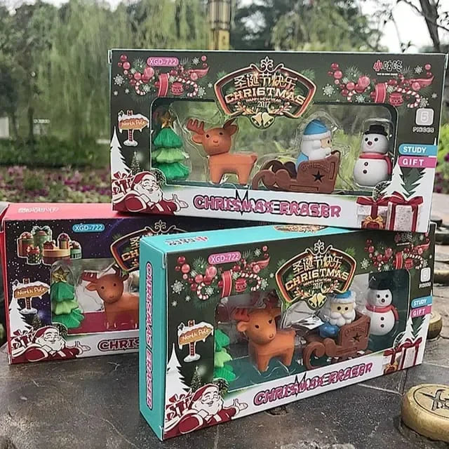 ilearnngrow Christmas - Set of 4 Erasers- Tree, Santa, Snowman, Reindeer - Naivri