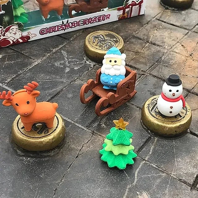 ilearnngrow Christmas - Set of 4 Erasers- Tree, Santa, Snowman, Reindeer - Naivri