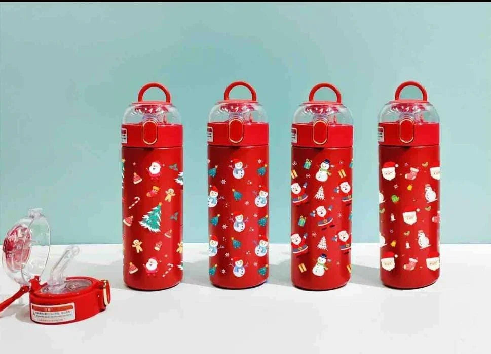 ilearnngrow Christmas Themed Red Sipper Bottle - Naivri