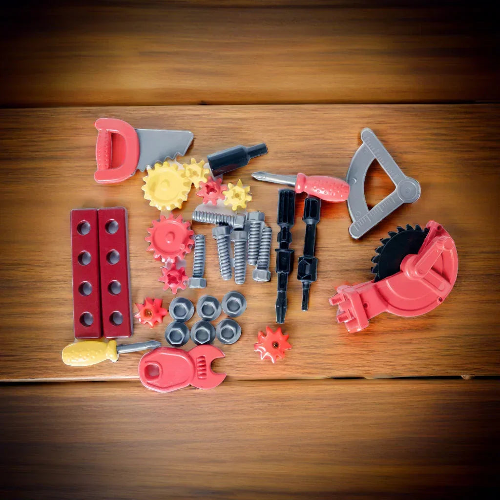 ilearnngrow Deluxe Tool Work Bench Convertible Suitcase Portable Role Play Toy Set - Naivri