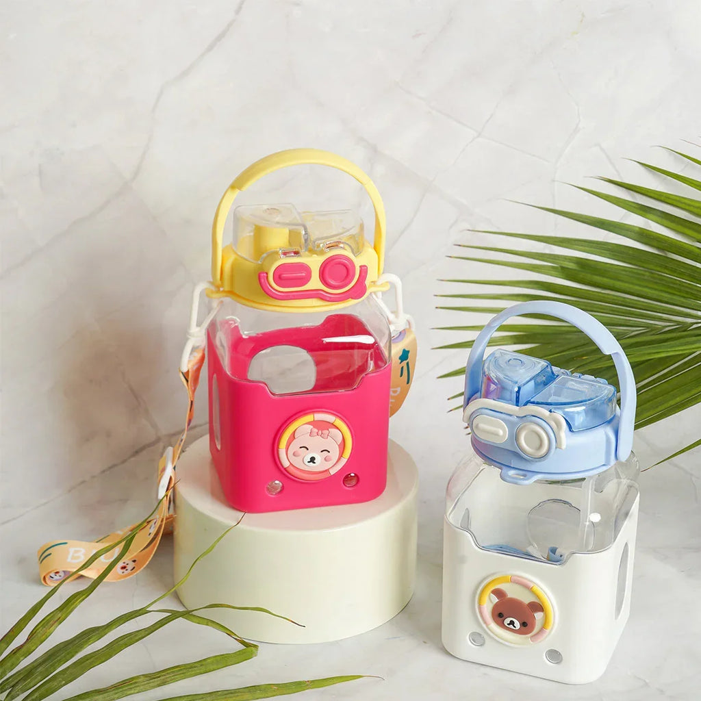 ilearnngrow - Dual Bottle Sipper - Square- Yellow Pink - Naivri