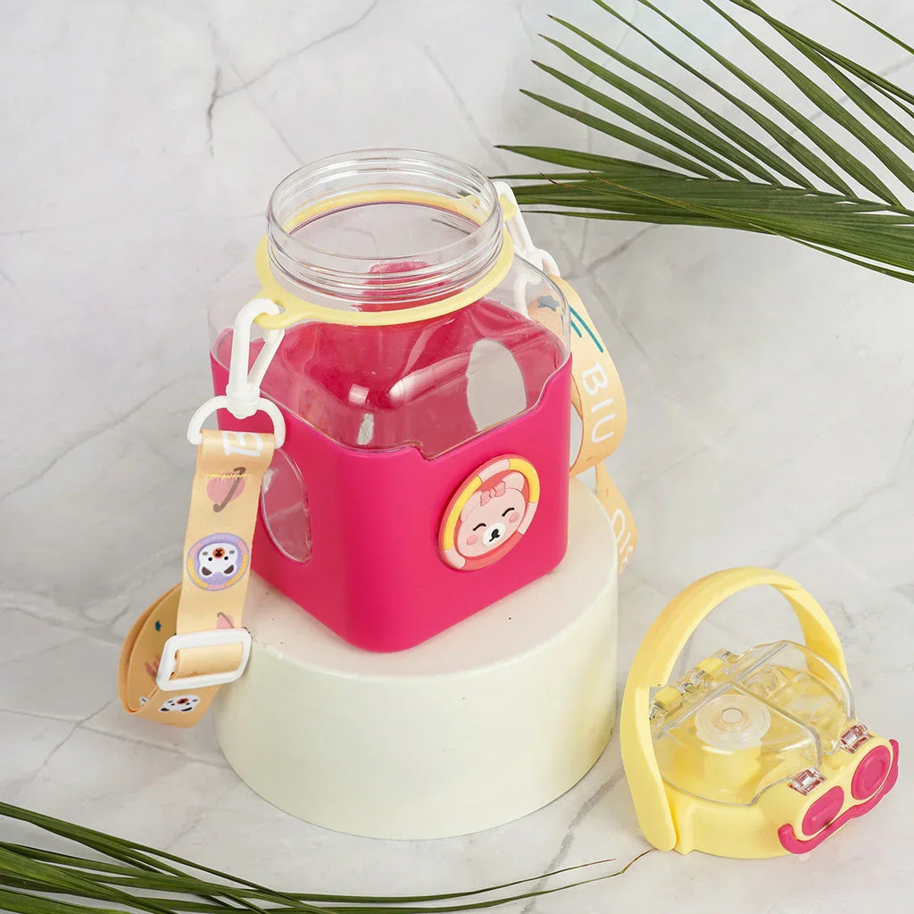 ilearnngrow - Dual Bottle Sipper - Square- Yellow Pink - Naivri