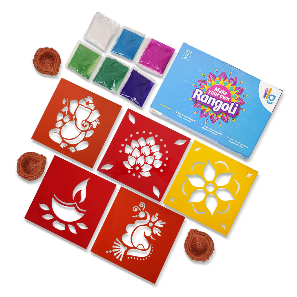 ilearnngrow ilearnngrow Diwali DIY Rangoli Kit - Set Of Five Stencil - Naivri