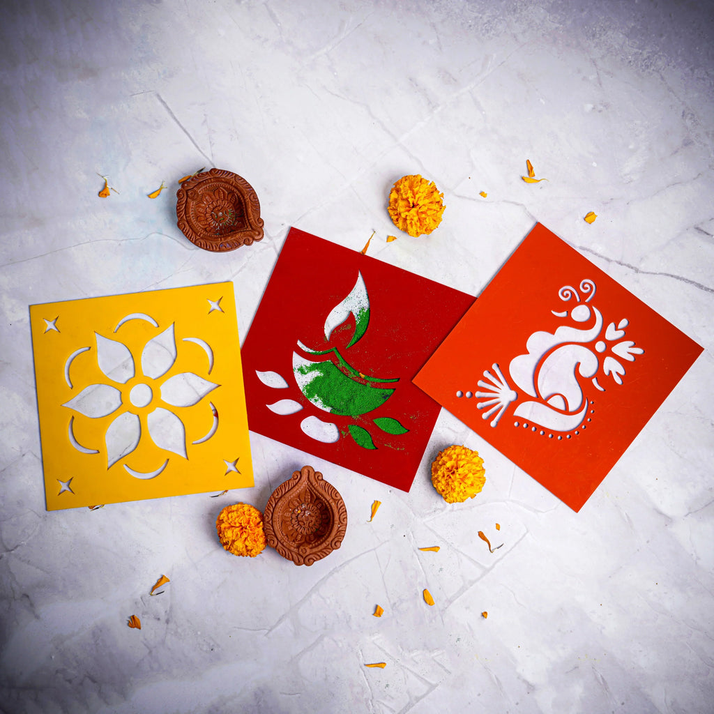 ilearnngrow ilearnngrow Diwali DIY Rangoli Kit - Set Of Three Stencil - Naivri