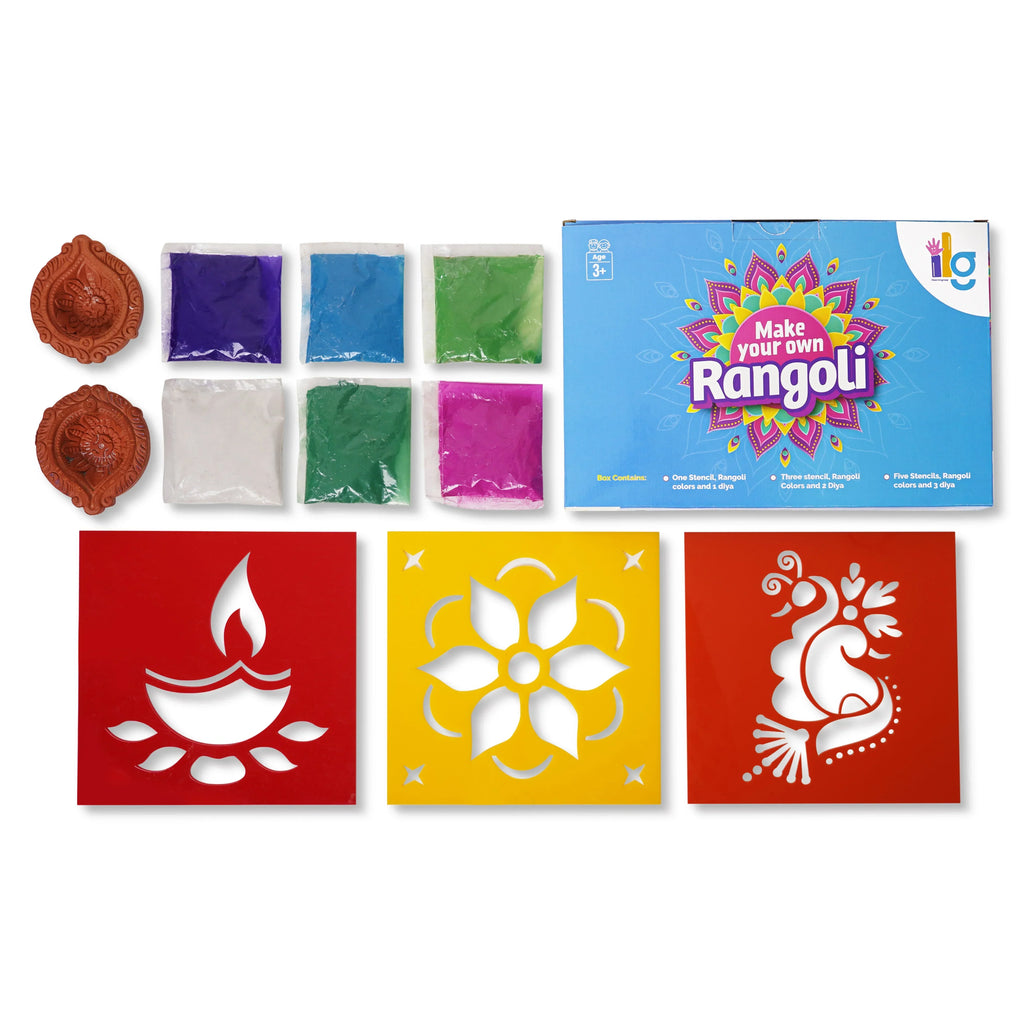 ilearnngrow ilearnngrow Diwali DIY Rangoli Kit - Set Of Three Stencil - Naivri