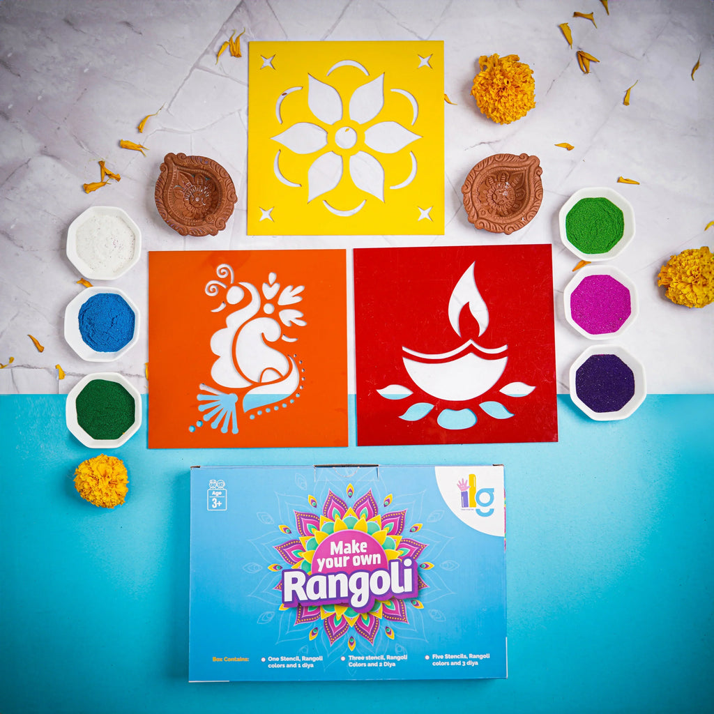 ilearnngrow ilearnngrow Diwali DIY Rangoli Kit - Set Of Three Stencil - Naivri