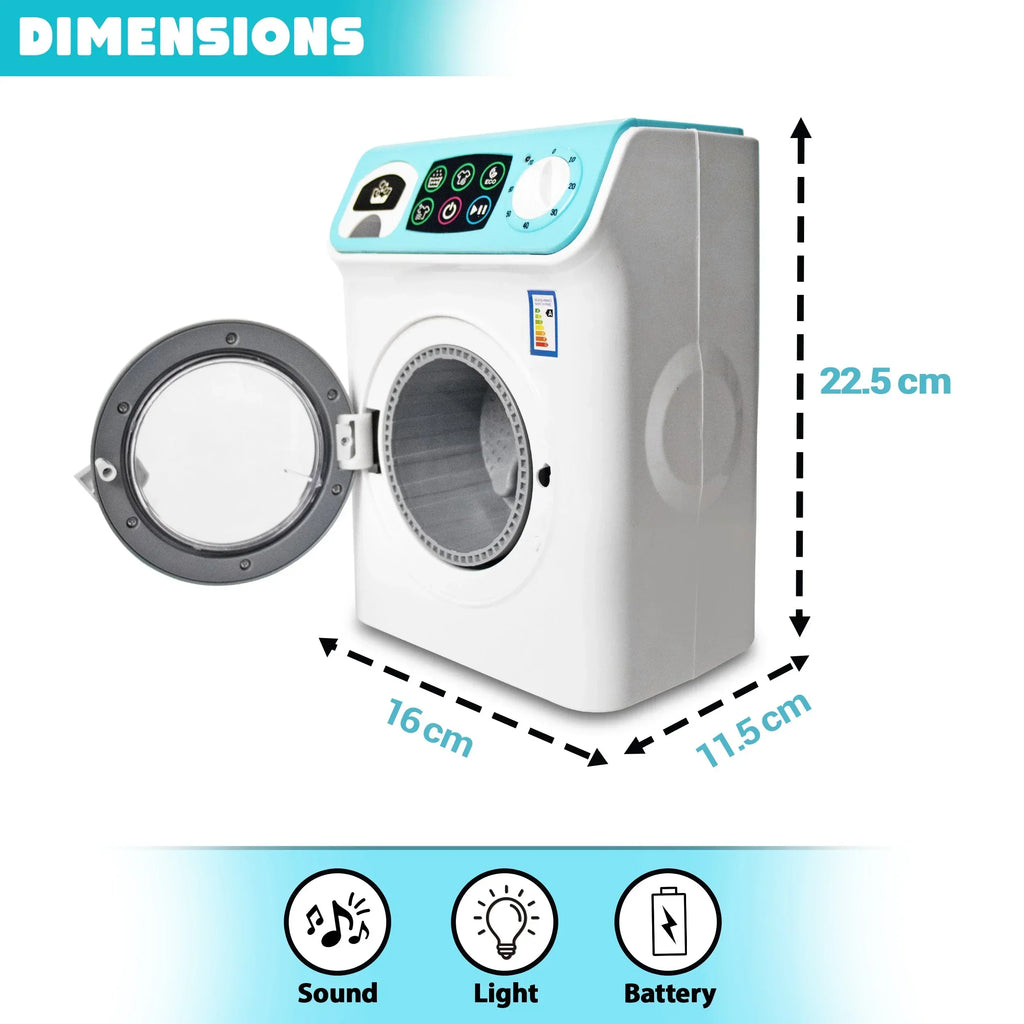 ILEARNNGROW Mini Washing Machine Pretend Play Toy with Light & Realistic Sound for Kids - Naivri