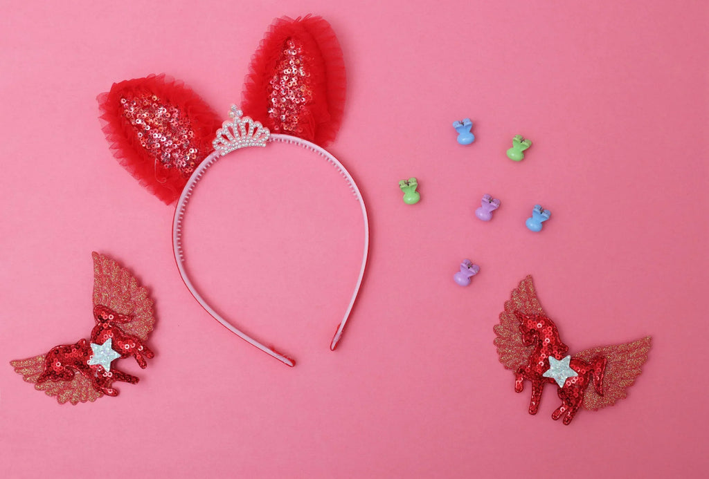 ilearnngrow Princess Hair Accessories Set - Red - Naivri