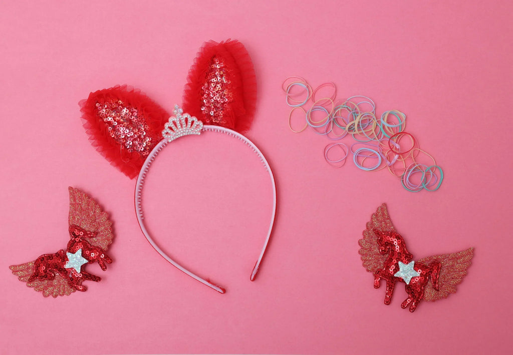 ilearnngrow Princess Hair Accessories Set - Red - Naivri
