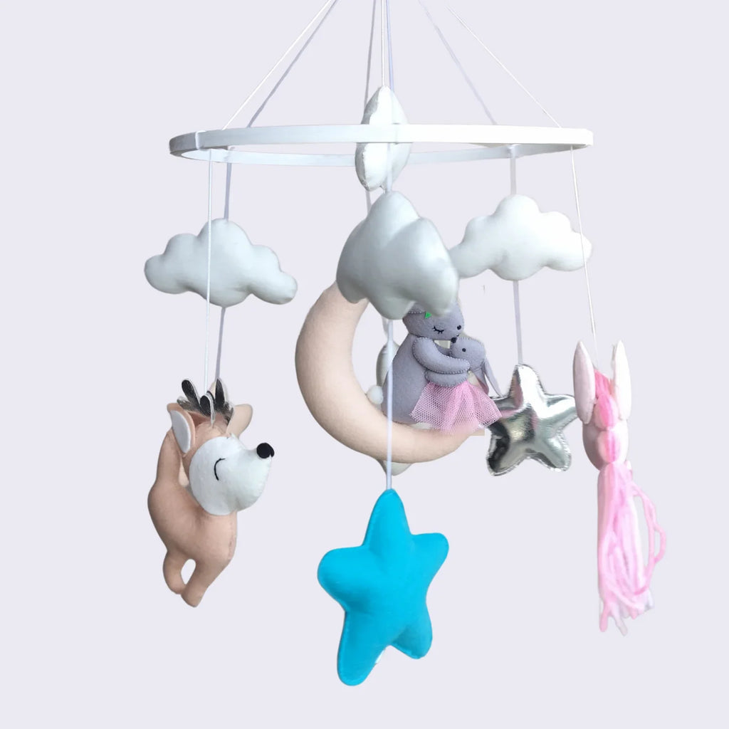 ilearnngrowBunny Family with Unicorn Cot Mobile - Naivri