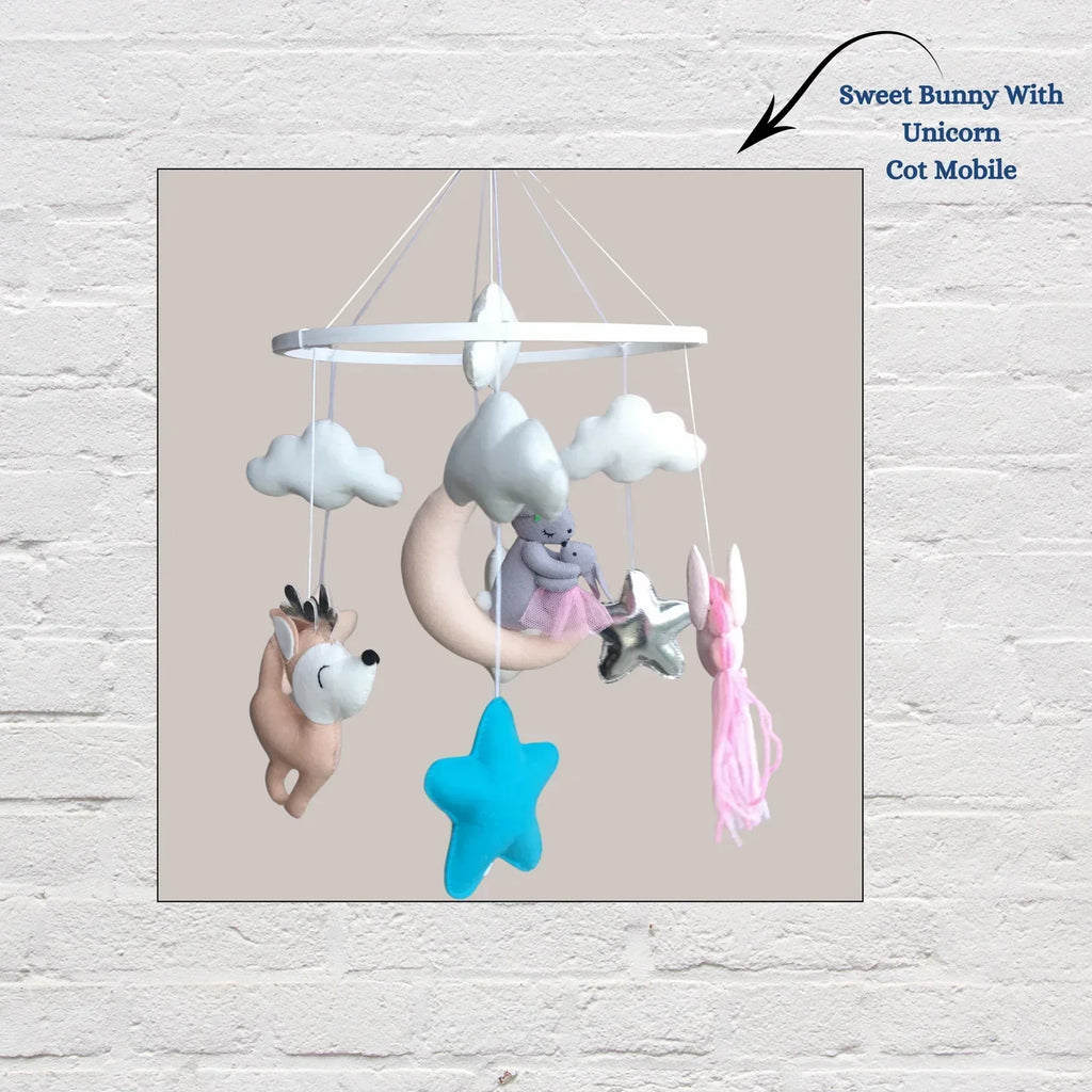 ilearnngrowBunny Family with Unicorn Cot Mobile - Naivri
