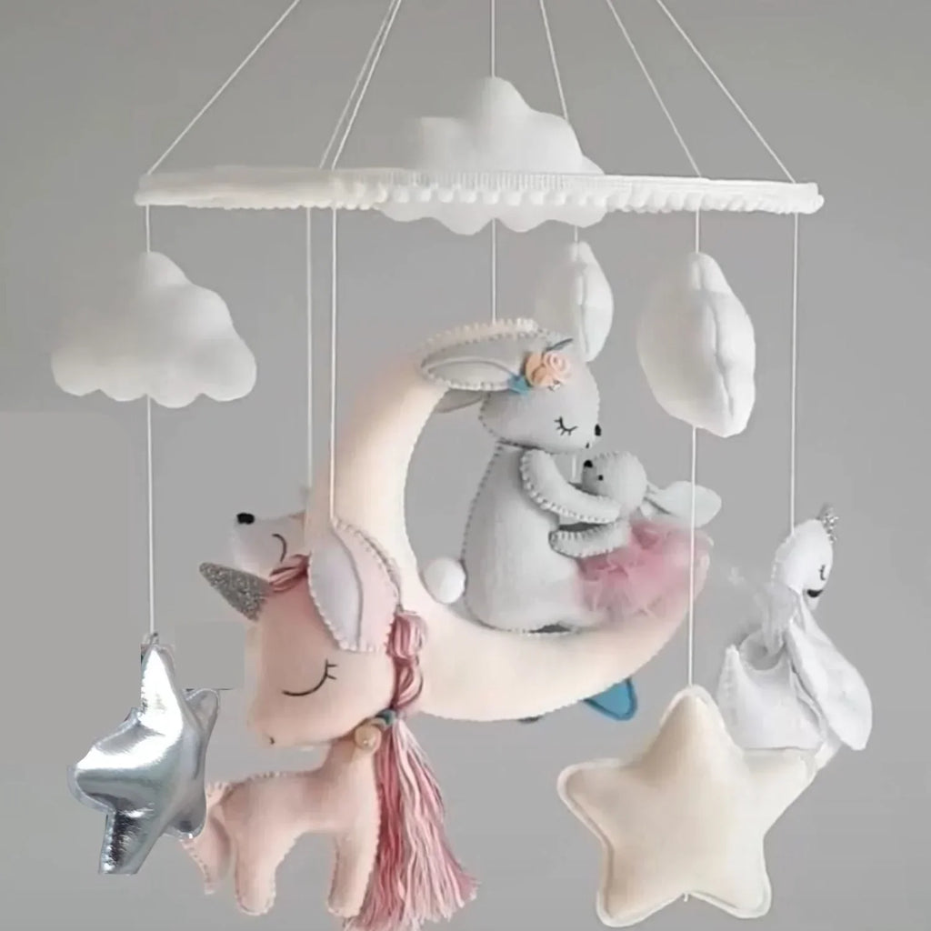 ilearnngrowBunny Family with Unicorn Cot Mobile - Naivri