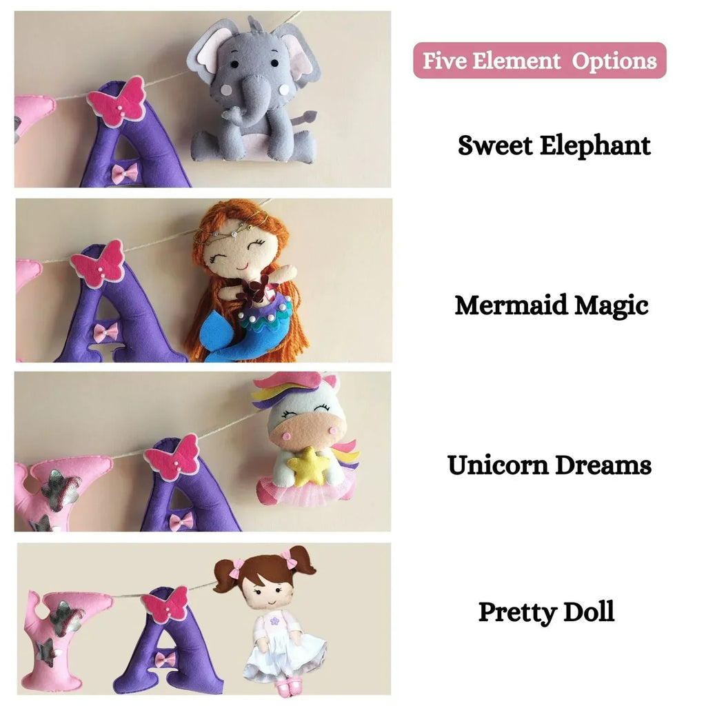 ilearnngrowColour Pop Cute Personalised Bunting - Unicorn/Dolls/Teddy - Naivri