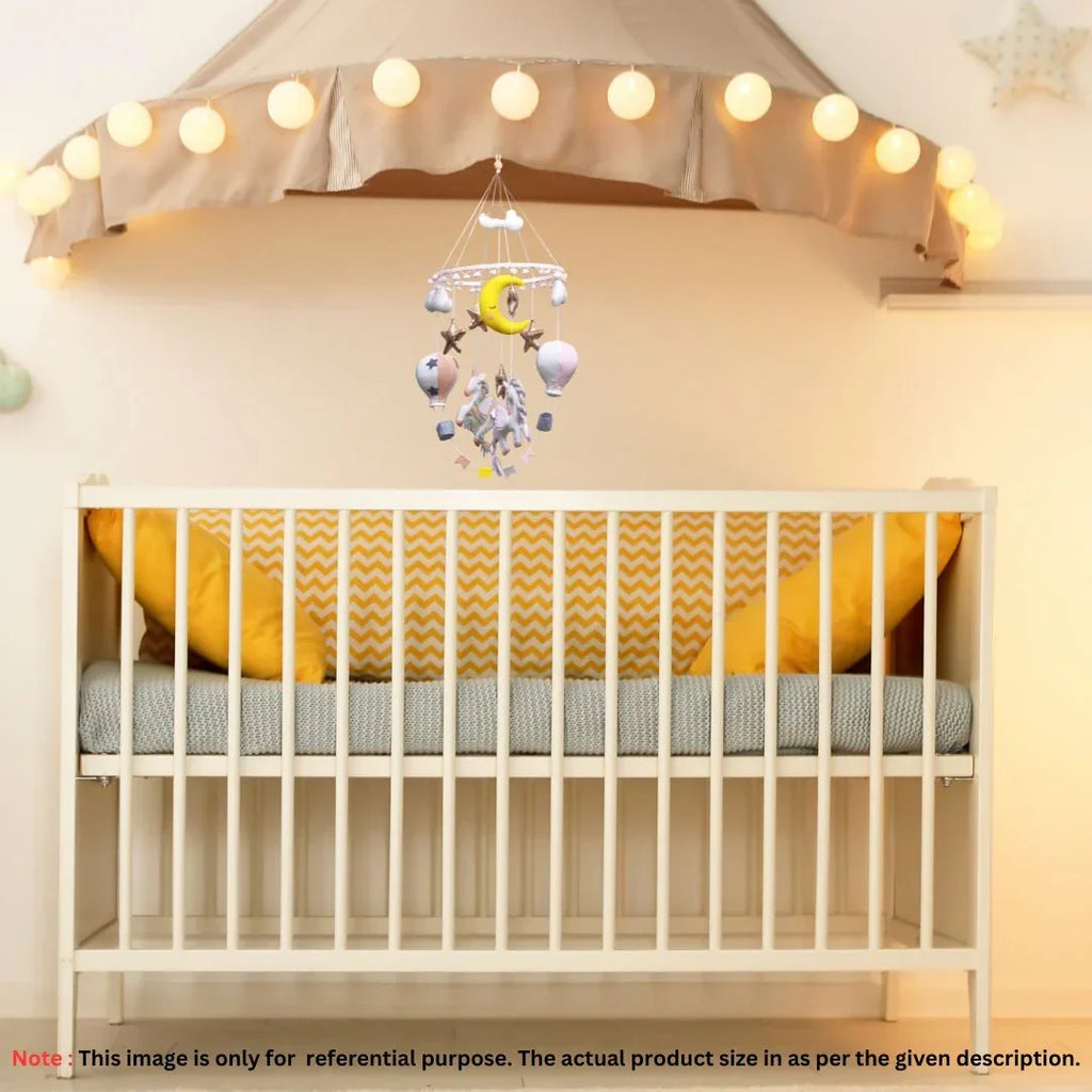 ilearnngrowSwirling Unicorn & Hot Air Balloon Personalised Cot Mobile - Pastel - Naivri