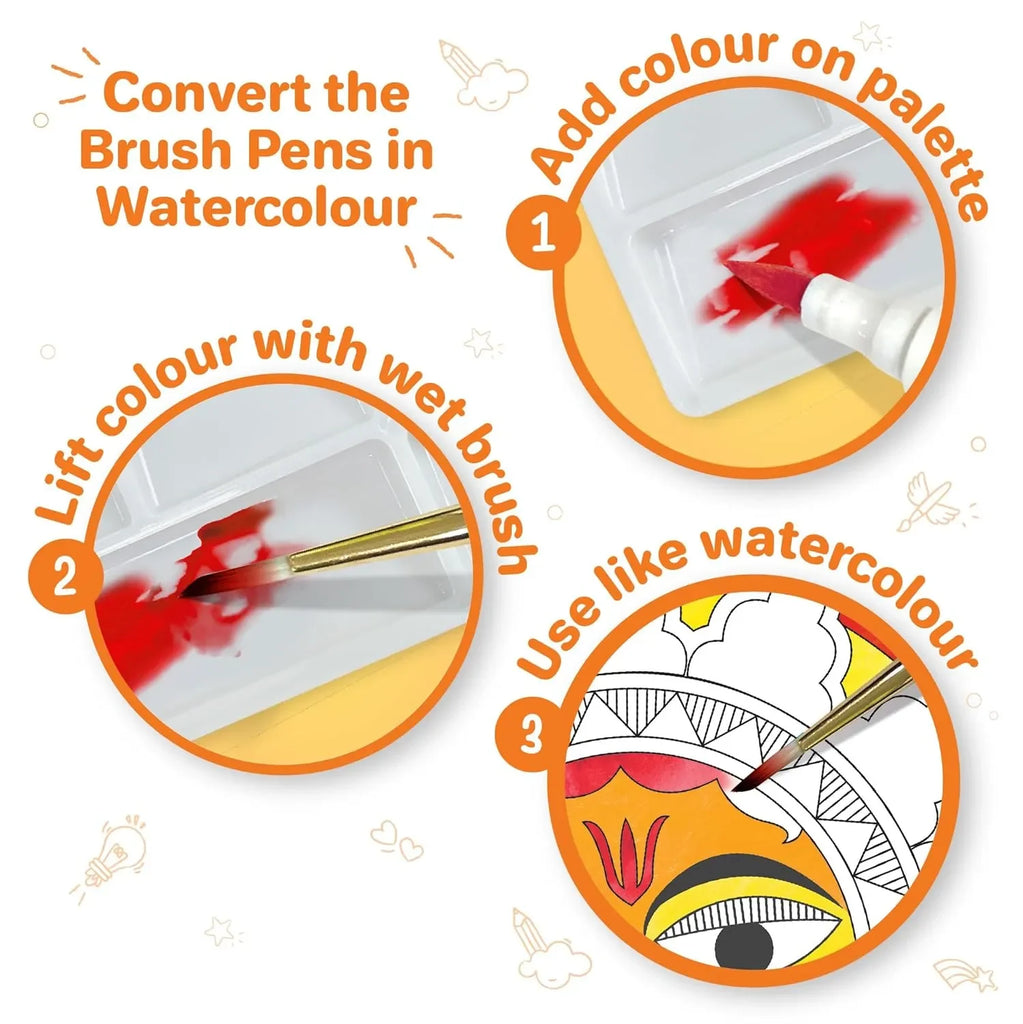 Imagimake DIY Madhubani Art Kit | Paint 12 Traditional Madhubani Designs | Water Brush Pens & Block Printing | Art & Craft Kit for Kids & Adults | Age 8+ Years - Naivri