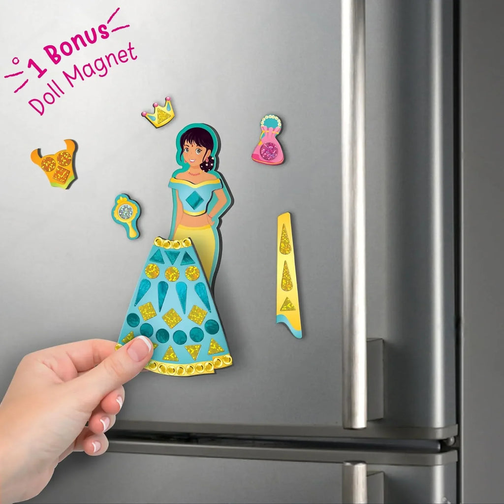Imagimake DIY Magnetic Dress-Up Indian Princess | 30 Magnetic Dresses & Accessories | Pretend Play Toy for Girls Ages 3 to 7 | Custom Outfit Design & Studio Decoration Kit - Naivri