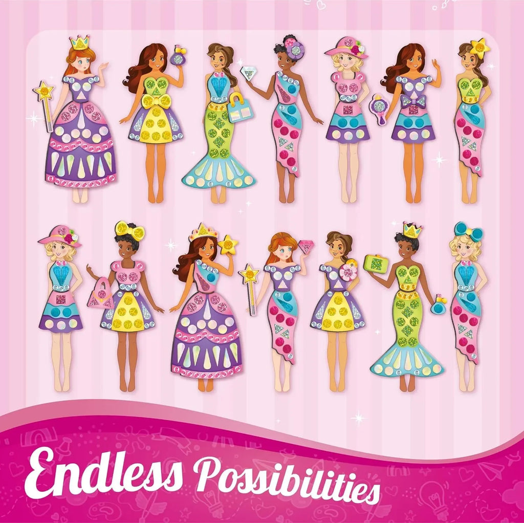 Imagimake DIY Magnetic Dress-Up Princess | Pretend Play Toy for Girls | 30 Magnetic Dresses & Accessories | Creative Fashion Studio Kit | Ages 3 to 7 | Birthday Gift for Girls - Naivri