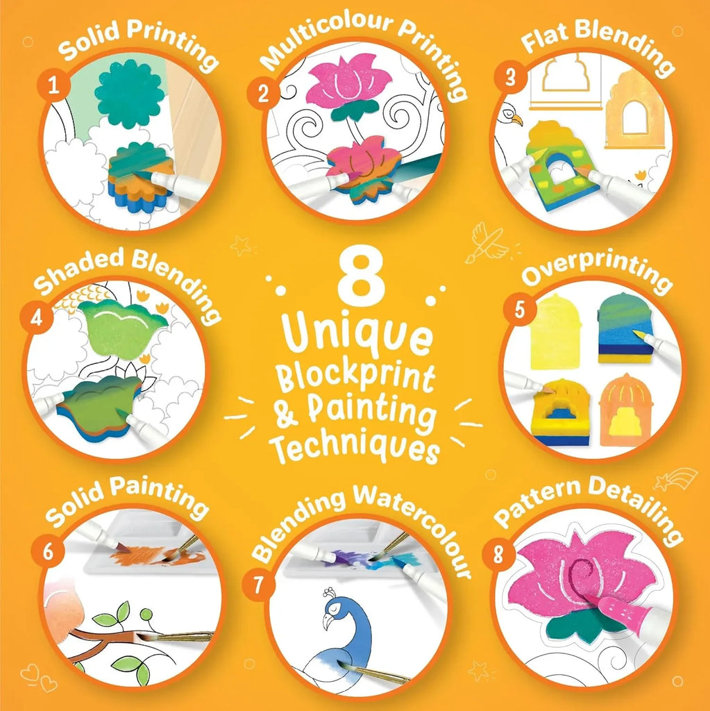 Imagimake DIY Pichwai Art Kit – Make 12 Paintings | Traditional Pichwai Painting & Colouring Kit | Water Brush Pens, Stamps, Motif Blocks | Art & Craft Activity for Kids & Adults | Ideal Gift for Girls Age 8–12 - Naivri