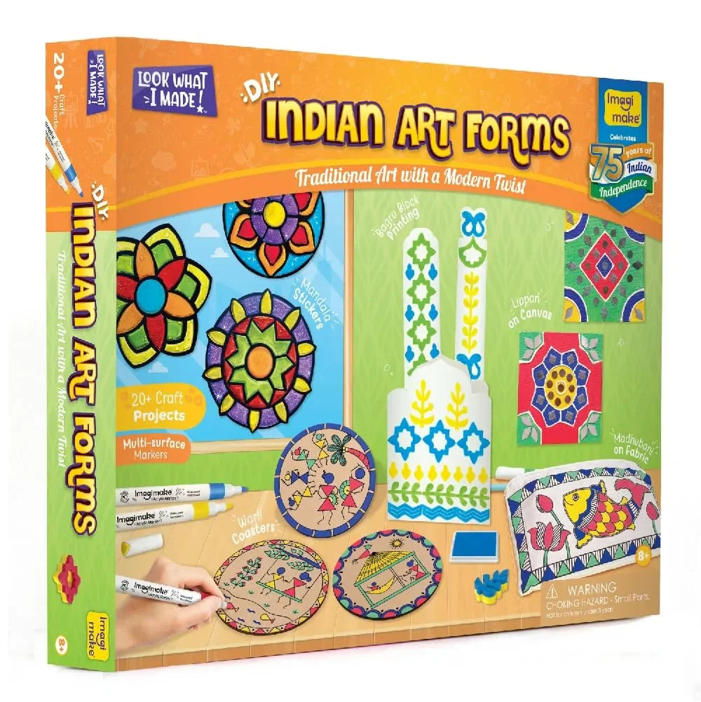 Imagimake Learn Indian Art Forms – DIY Arts and Crafts Kit for Kids Age 8+ | Explore 5 Traditional Indian Art Styles | 20+ Projects | Ideal Creative Gift for Boys & Girls - Naivri