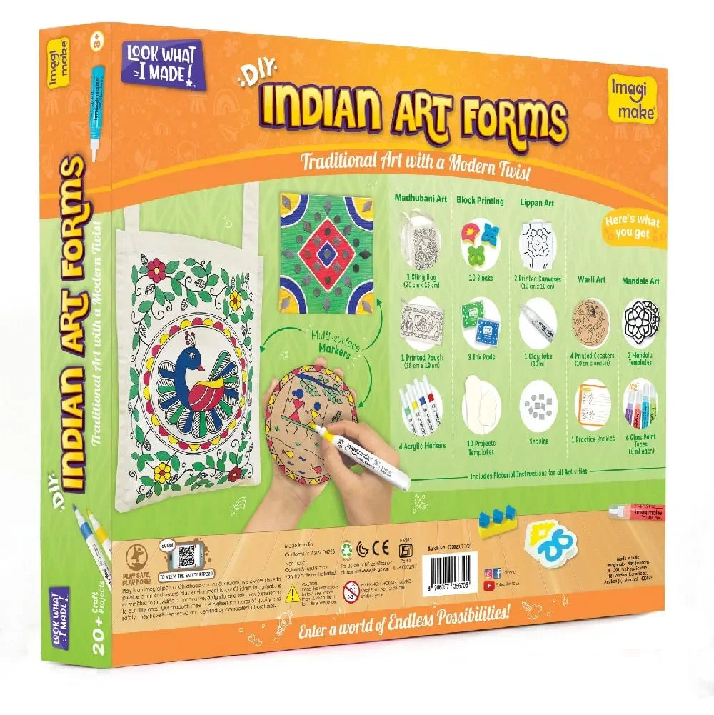 Imagimake Learn Indian Art Forms – DIY Arts and Crafts Kit for Kids Age 8+ | Explore 5 Traditional Indian Art Styles | 20+ Projects | Ideal Creative Gift for Boys & Girls - Naivri