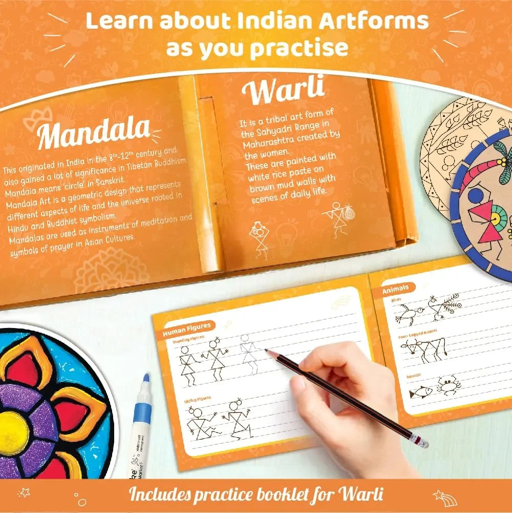 Imagimake Learn Indian Art Forms – DIY Arts and Crafts Kit for Kids Age 8+ | Explore 5 Traditional Indian Art Styles | 20+ Projects | Ideal Creative Gift for Boys & Girls - Naivri